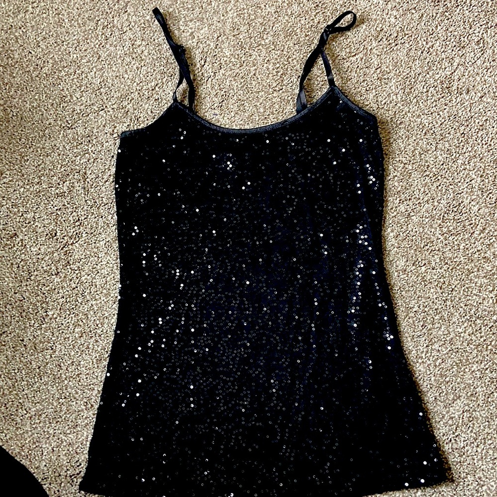 Black sequin tank top